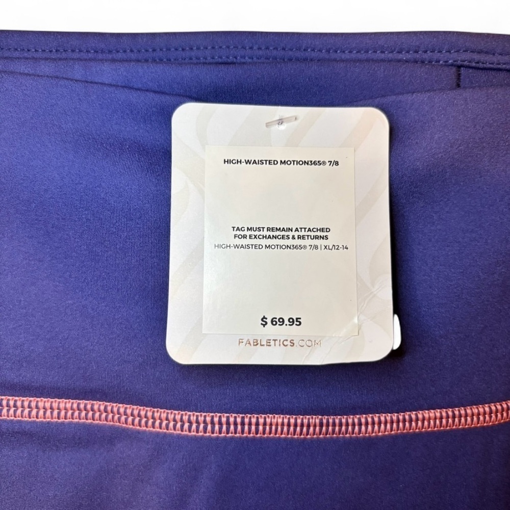 NWT XL Fabletics Motion365 High-Waisted 7/8 Leggings Purple Pastel Pink Green - Picture 5 of 9